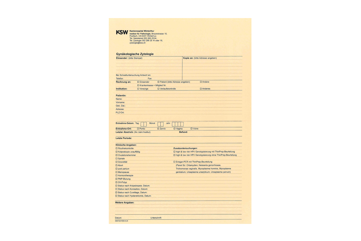 Formular Gynaekologische Zytologie Ksw Quer V2