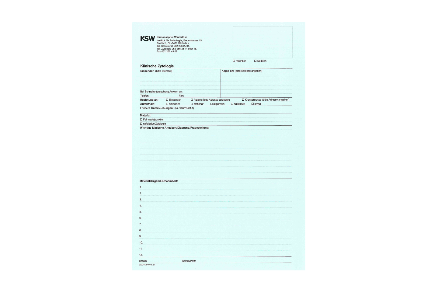 Formular Klinische Zytologie Ksw Quer V2